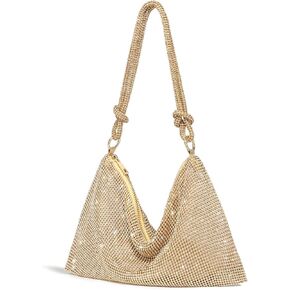 YUWITA Rhinestone Evening Handbag Purse Small Hobo Shoulder Bag for Women