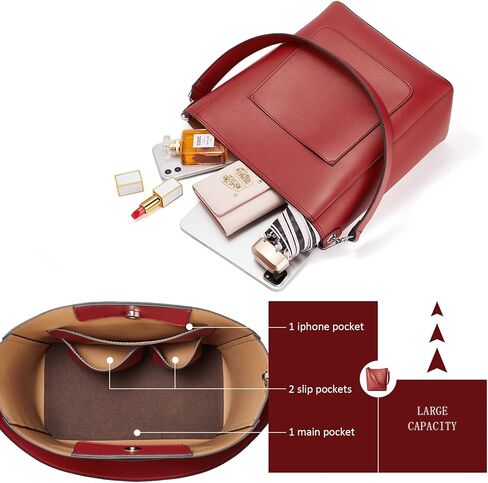 BROMEN Mother's Day Hobo Bags for Women Leather Handbags Designer Shoulder Bucket Crossbody Purse in Kuwait