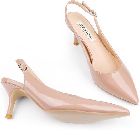 JOY IN LOVE Slingback Kitten Heels for Women Closed Pointed Toe Pumps Dress Shoes in Saudi Arabia