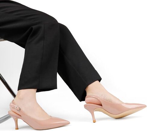 JOY IN LOVE Slingback Kitten Heels for Women Closed Pointed Toe Pumps Dress Shoes in Saudi Arabia