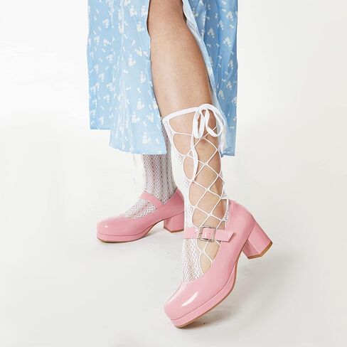 femflame Women's Low Chunky Heel Mary Jane Pumps Ankle Buckle Strap Sweet Round Toe Dress Shoes JK Cosplay Uniform Dress Shoes in Saudi Arabia