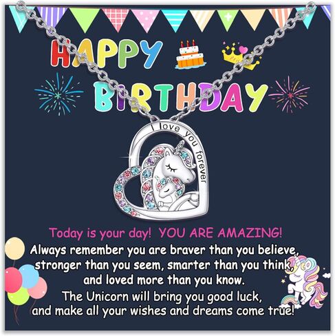 Tarsus Lucky Unicorn قلادة للفتيات، عيد الميلاد عيد الحب حفلة عيد ميلاد هدية العودة إلى المدرسة هدايا لابنة حفيدة ابنة أخت الفتيات في سن المراهقة in Kuwait