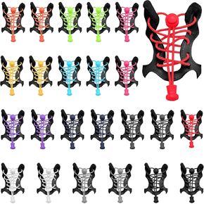 meekoo 24 Pcs Elastic Shoe Laces No Tie Elastic Shoe Laces with Lock Adjustable Tieless Replacement Shoe Strings for Boots Board and Casual Shoes in Kuwait