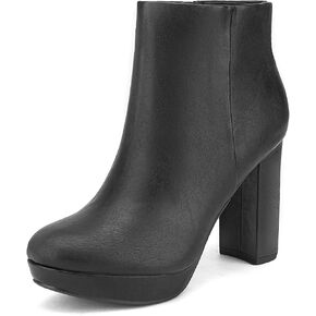 DREAM PAIRS Women's Stomp High Heel Ankle Boots | platform ankle boots classic round toe design non-slip outsole inside zipper for Easy On and Off in Saudi Arabia
