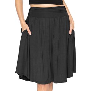 STRETCH IS COMFORT Women's and Plus Size Scoop Hem Flare Mid Length Skirt with Pockets | S-5X in Kuwait