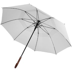 54 inch Wooden J Handle Golf Umbrella, Classic Double Canopy Windproof Large Auto Open Rain Stick Umbrellas (54inch-black)
