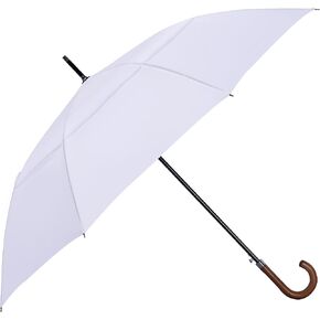 54 inch Wooden J Handle Golf Umbrella, Classic Double Canopy Windproof Large Auto Open Rain Stick Umbrellas (54inch-black)