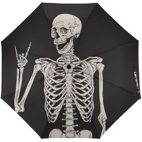 Skull Travel Umbrella Rock And Roll Skeleton Bone Windproof Compact Automatic Open/Close Folding Rain Umbrellas Sugar Candy Skull Day of Dead Collapsible Auto Portable Umbrella for Women Girls Kids in Saudi Arabia