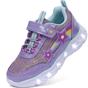 SPR&JOY Toddler Boys Girls Light Up Shoes, Lightweight Breathable Anti-Slip, Led Flashing Sport Sneakers for Toddler/Little Kids