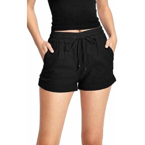Love Tree Womens Juniors Breeze Linen, Side Pockets Cuffed Shorts in Saudi Arabia