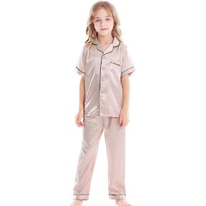 Horcute Kids Satin Short-Top and Long-Pants 2-Pieces Pajamas Sleepwears Set