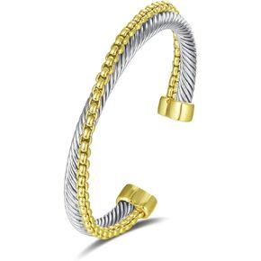 UNY JEWEL Jewelry Make a Statement With Our Two Tone Twisted Cable Wire Ball Weave Cuff Bangle Makes a Thoughtful and Stylish Gift