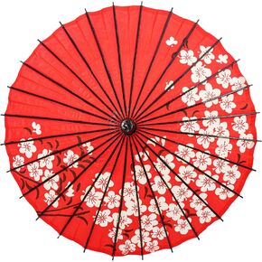 THY COLLECTIBLES Classic Chinese Art Asian Style 33" Paper Parasol Umbrella with Long Handle Flower Print for Wedding Parties, Photography, Costumes, Cosplay, Decoration And Other Events