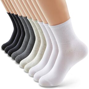 MONFOOT Women's 1/10 Pack Comfortable Casual Cotton Quarter Crew Socks