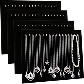 سيرت باي 4 عبوات من حوامل عرض القلائد المخملية السوداء لبيع المجوهرات والقلادات، حامل عرض مع 17 خطاف، حامل تخزين مجوهرات للسلسلة in Kuwait