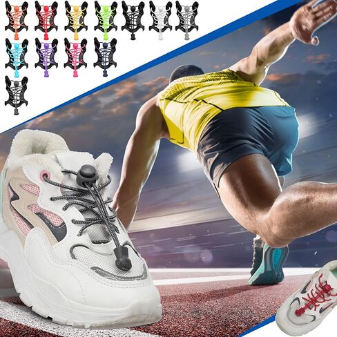 ميكو 24 قطعة من اربطة الاحذية المرنة بدون ربط اربطة للاحذية البديلة بدون ربط للاطفال والكبار وكبار السن، الوان كلاسيكية، مقاس واحد, ألوان كلاسيكية in Kuwait
