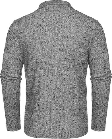 COOFANDY Men's Stretch Muscle Tshirts Long Sleeve Knit Tees Casual Slim Fit Polo Shirts in Saudi Arabia