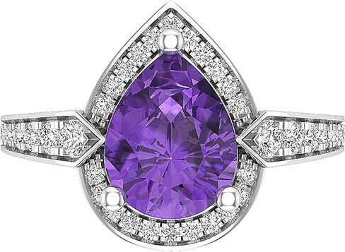 مجموعة Dazzlingrock مقاس 9 × 7 مم على شكل كمثرى من الجمشت مع هالة من الألماس الأبيض المستدير على شكل دمعة للنساء | متوفر بالذهب عيار 10/14/18 قيراط in Kuwait