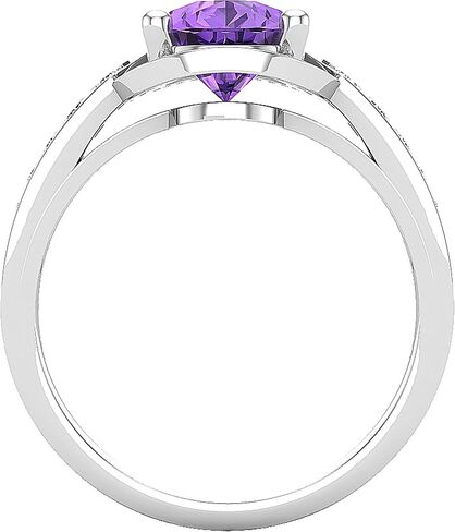 مجموعة Dazzlingrock مقاس 9 × 7 مم على شكل كمثرى من الجمشت مع هالة من الألماس الأبيض المستدير على شكل دمعة للنساء | متوفر بالذهب عيار 10/14/18 قيراط in Kuwait