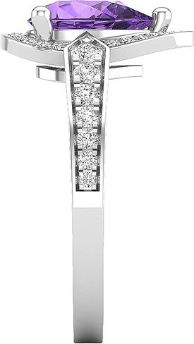 مجموعة Dazzlingrock مقاس 9 × 7 مم على شكل كمثرى من الجمشت مع هالة من الألماس الأبيض المستدير على شكل دمعة للنساء | متوفر بالذهب عيار 10/14/18 قيراط in Kuwait