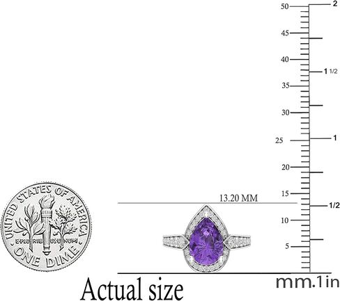 مجموعة Dazzlingrock مقاس 9 × 7 مم على شكل كمثرى من الجمشت مع هالة من الألماس الأبيض المستدير على شكل دمعة للنساء | متوفر بالذهب عيار 10/14/18 قيراط in Kuwait