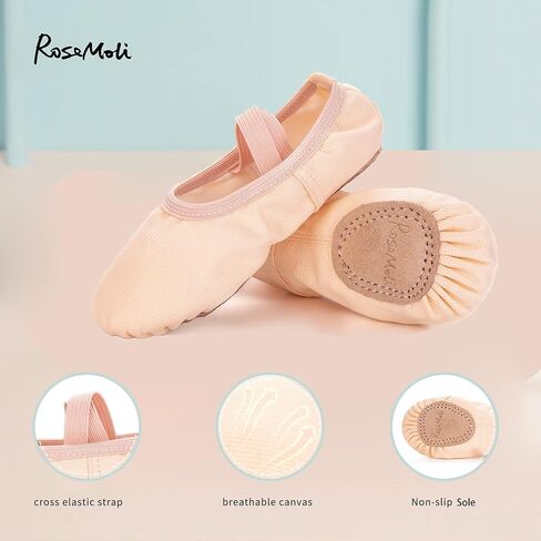 شباشب الباليه القماشية من RoseMoli للفتيات/الأطفال الصغار/النساء، أحذية تدريب اليوغا للرقص in Kuwait
