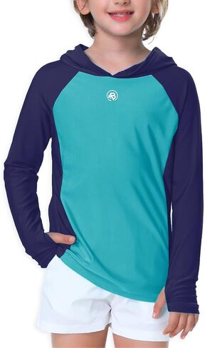 AOBUTE للجنسين أطفال كم طويل هوديي Rash Guard للأولاد UPF 50+ سترة سباحة مع فتحة إبهام 3-12 سنة in Kuwait