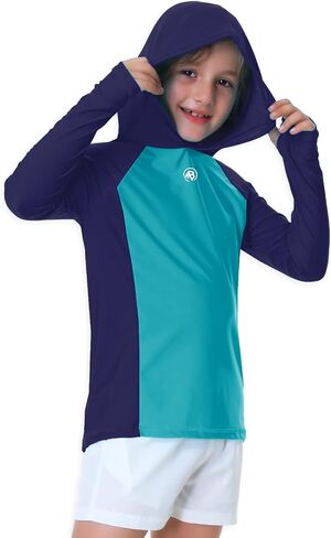 AOBUTE للجنسين أطفال كم طويل هوديي Rash Guard للأولاد UPF 50+ سترة سباحة مع فتحة إبهام 3-12 سنة in Kuwait