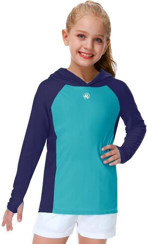 AOBUTE للجنسين أطفال كم طويل هوديي Rash Guard للأولاد UPF 50+ سترة سباحة مع فتحة إبهام 3-12 سنة in Kuwait