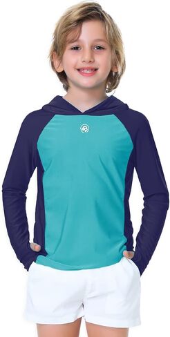 AOBUTE للجنسين أطفال كم طويل هوديي Rash Guard للأولاد UPF 50+ سترة سباحة مع فتحة إبهام 3-12 سنة in Kuwait