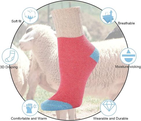 Double Couple 5 Pairs Women Socks Winter Warm Knit Wool Socks Vintage Casual Cozy Crew Socks Comfy Boot Socks Assorted Color in Kuwait