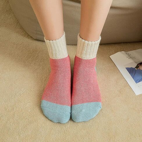 Double Couple 5 Pairs Women Socks Winter Warm Knit Wool Socks Vintage Casual Cozy Crew Socks Comfy Boot Socks Assorted Color in Kuwait