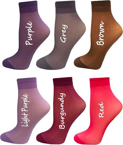 MALVA Sheer Ankle Socks Thin Nylon Ankle Hosiery Socks Short Dress Stockings for Women in Kuwait