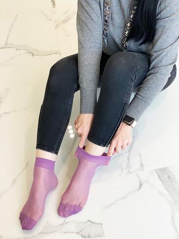MALVA Sheer Ankle Socks Thin Nylon Ankle Hosiery Socks Short Dress Stockings for Women in Kuwait