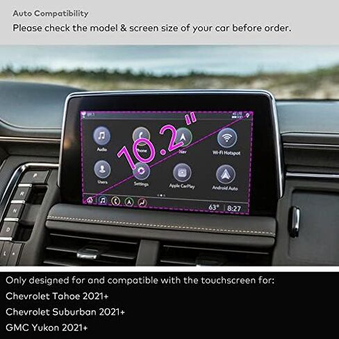 Glass Screen Protector for 2021 2022 2023 2024 Chevrolet Chevy Tahoe/Suburban, GMC Yukon 10.2 inch Infotainment Touchscreen (HD Clear) in Kuwait