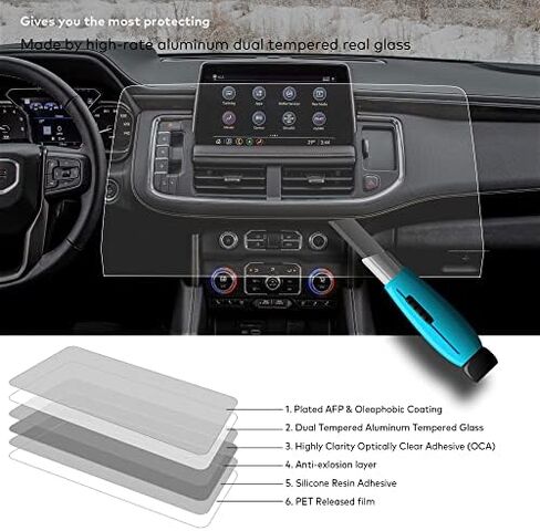 Glass Screen Protector for 2021 2022 2023 2024 Chevrolet Chevy Tahoe/Suburban, GMC Yukon 10.2 inch Infotainment Touchscreen (HD Clear) in Kuwait