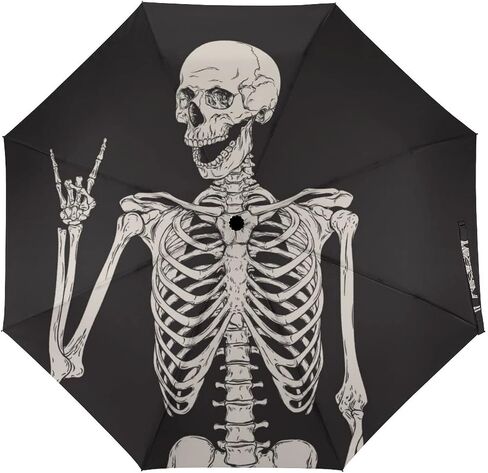 Skull Travel Umbrella Rock And Roll Skeleton Bone Windproof Compact Automatic Open/Close Folding Rain Umbrellas Sugar Candy Skull Day of Dead Collapsible Auto Portable Umbrella for Women Girls Kids in Kuwait
