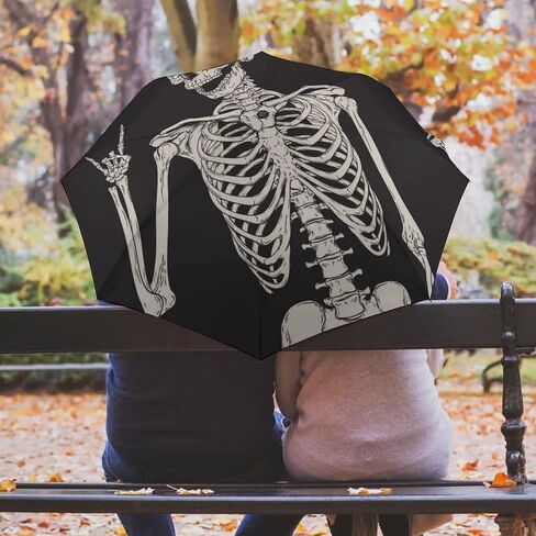 Skull Travel Umbrella Rock And Roll Skeleton Bone Windproof Compact Automatic Open/Close Folding Rain Umbrellas Sugar Candy Skull Day of Dead Collapsible Auto Portable Umbrella for Women Girls Kids in Kuwait