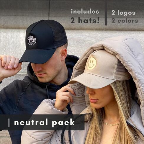 Citrusy Boutique Trucker Hat - 2 Pack | Cotton Embroidered Cap | Unisex Men Women Baseball Cap | Mesh Adjustable Snapback in Kuwait