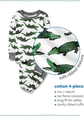 Carter's 4-Piece Toddler and Baby Boy's Snug fit Cotton Pajamas (Blue Tiger in Saudi Arabia