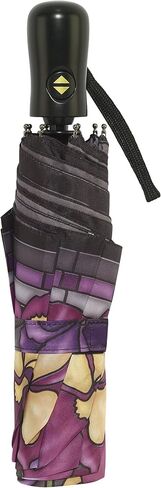 Galleria Enterprises Reverse Close Folding Umbrella with Stained Glass Pansies Art - Automatic Travel Umbrella for Backpack, Totes and Cars - Automatic Folding Umbrellas for Rain with Unbreakable Fiberglass Ribs (Folding Reverse Close) in Saudi Arabia