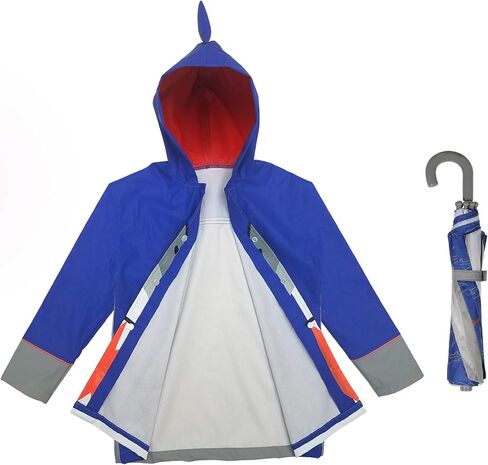 addie & tate Kids Umbrella & Rain Coats for Boys Shark Set - Toddler Umbrella for Kids and Raincoat for Boys in Fun Jacket Styles for 3-5 in Saudi Arabia