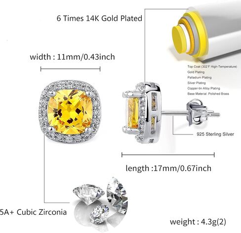 TOPGRILLZ 925 فضة استرلينية مربعة أقراط Aretes Para Hombre 14K مطلية بالذهب مكعب زركونيا سوليتير الماس مثلج خارج مسمار هالو أقراط كبيرة للرجال والنساء مجوهرات in Kuwait