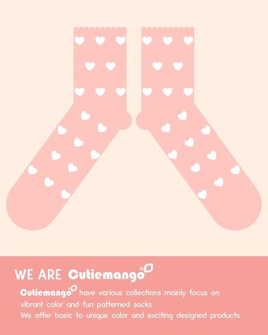 3 Pairs Heart Pattern Crew Socks For Women - Cute Cotton Womens Socks for Size 6,7,8,9,10 by Cutie Mango in Kuwait