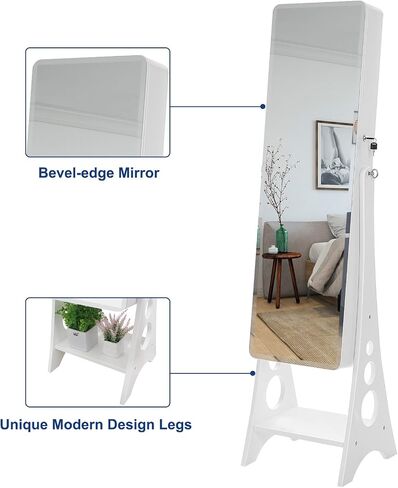 SONGMICS 8 LEDs Jewelry Cabinet Armoire with Beveled Edge Mirror, Gorgeous Jewelry Organizer Large Capacity Brown Patented UJJC89K in Saudi Arabia