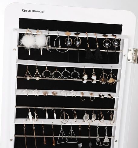 SONGMICS 8 LEDs Jewelry Cabinet Armoire with Beveled Edge Mirror, Gorgeous Jewelry Organizer Large Capacity Brown Patented UJJC89K in Saudi Arabia