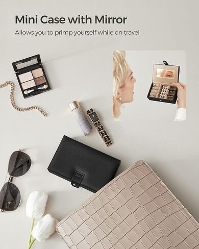 صندوق مجوهرات سونجميكس 3 طبقات، منظم مجوهرات مع درجين، حقيبة مجوهرات مع حقيبة سفر محمولة، مع مقبض، قابل للقفل، تخزين المجوهرات، هدية لأحبائك، رمادي UJBC121G01 in Kuwait