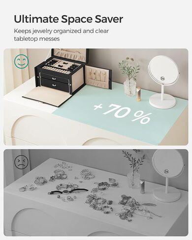 صندوق مجوهرات سونجميكس 3 طبقات، منظم مجوهرات مع درجين، حقيبة مجوهرات مع حقيبة سفر محمولة، مع مقبض، قابل للقفل، تخزين المجوهرات، هدية لأحبائك، رمادي UJBC121G01 in Kuwait