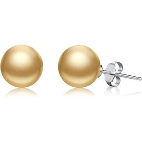 Jewlldeen Pearl Earrings for women,Plated Sterling Silver 925 Studs, Round Stud Jewelry,Simulated Shell Pearl Earrings