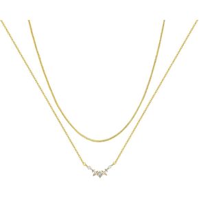 ASCOMY Dainty CZ Diamond Solitaire Pendant Necklaces for Women 14K Gold Plated Single Round Cubic Zirconia Square Simulated Diamond Choker Necklace Bride Bridesmaid Weeding Jewelry Gifts